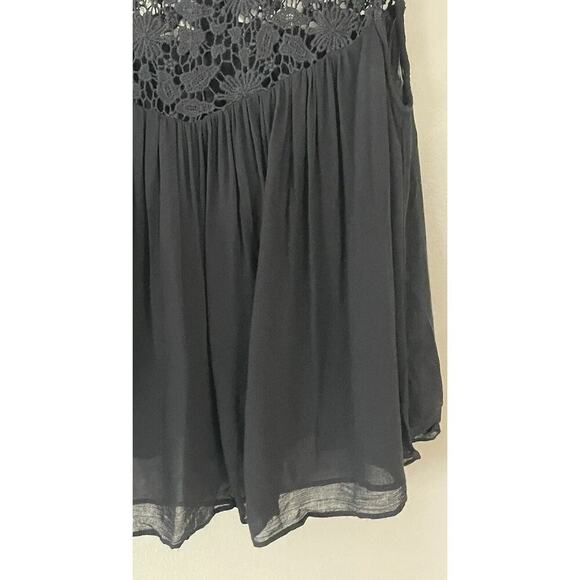 Zara Trafaluc Medium Sleeveless Black Crop Boho Top Crochet Detail Sheer Hippie - Picture 6 of 7